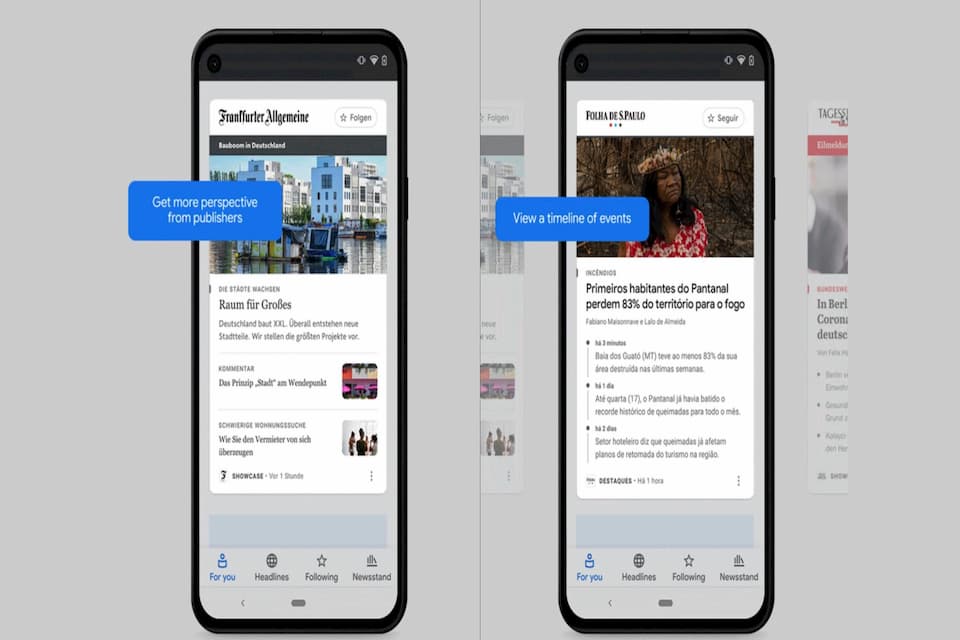 Google News Showcase presentará noticias seleccionadas por los propios editores de los medios en forma de paneles de historias